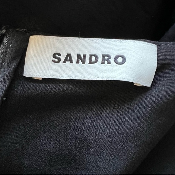 New! Sandro Falbala Embellished Cutout Black Midi Dress 17267 - Picture 14 of 16